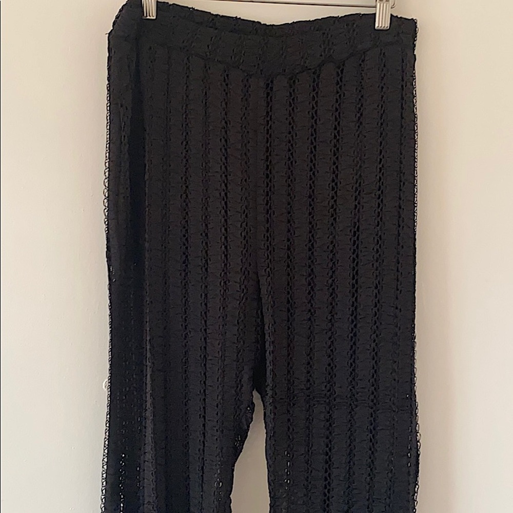 Zara black wide leg mesh pant